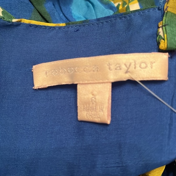 Rebecca Taylor Royal Blue green and olive color Silk Dress size 6 - Picture 12 of 16